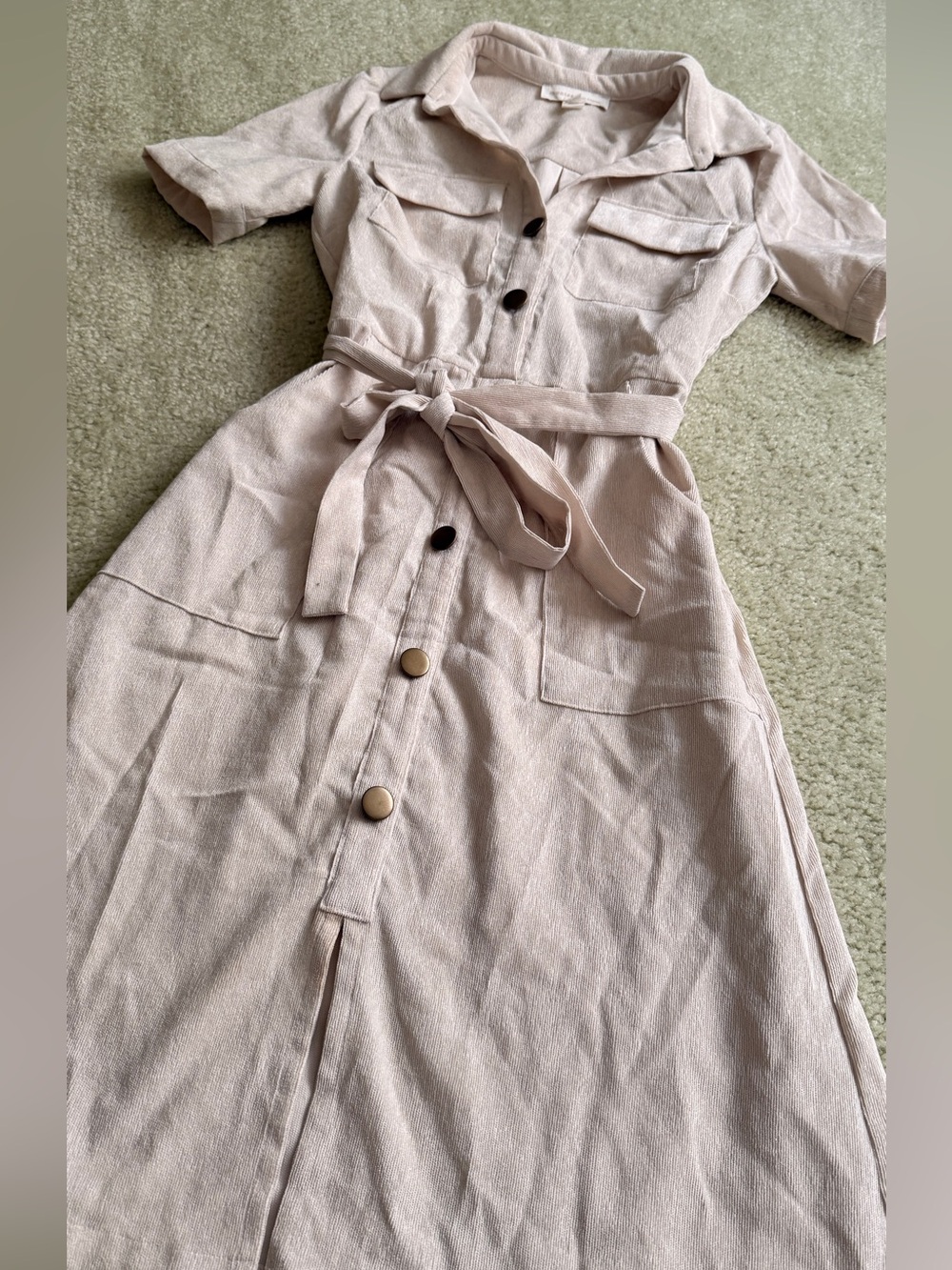 Monteau LA Button-Front Midi Shirt Dress with Waist Tie | Corduroy - Picture 2 of 6